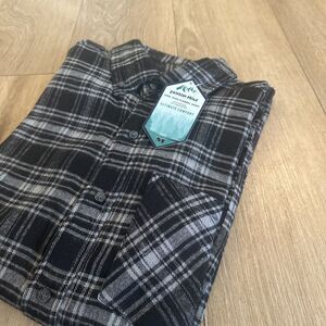 Jackson Hole Flannel Shirt Mens Black Plaid‎ Long Sleeve Button Down Size Med